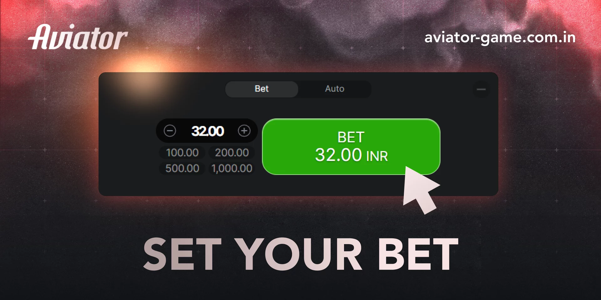 set your bet button in Aviator game