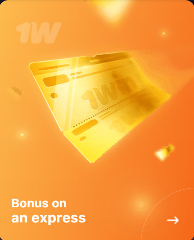 Promo banner of the 1Win with two credit cards and text 'Bonus on an express'