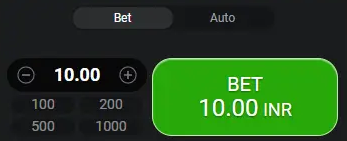 A screenshot display betting options of the Aviator game