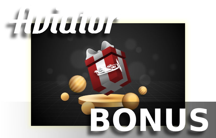 A graphic image of the present box 
with balls, Aviator game logo and word 'Bonus'