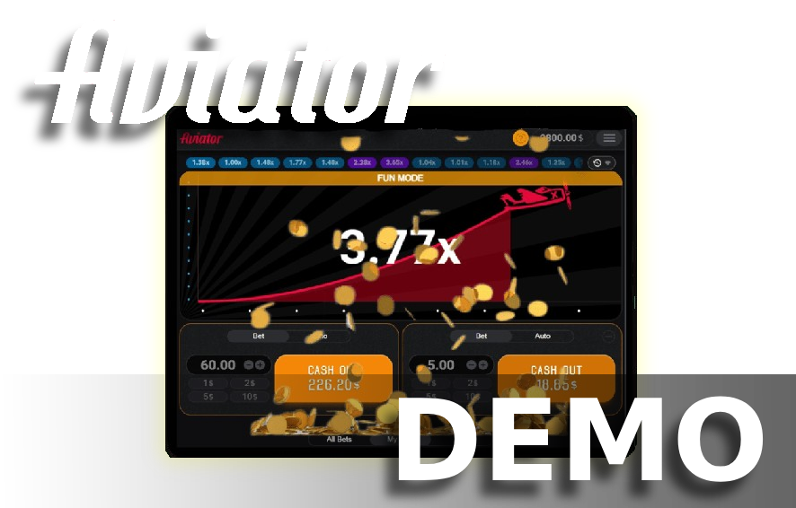 A screenshot of the crash game with Aviator logo and word 'Demo'