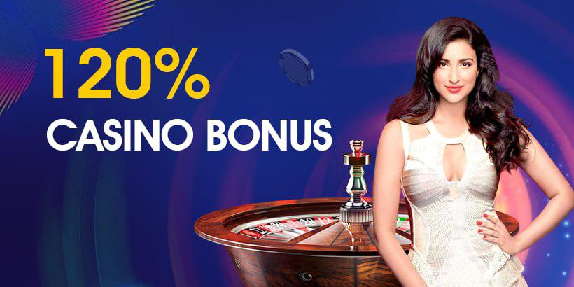 Promo banner of the Becric with roulette, woman and a text '120% casino bonus'