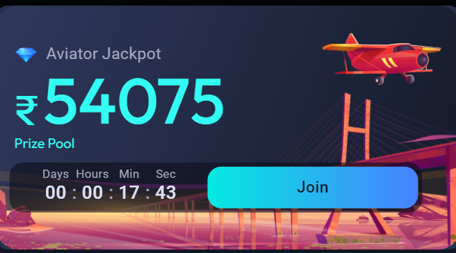 Promo banner of the Odds96 with plane, bridge, timer, text 'Aviator jackpot', and a button 'Join'