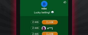 A smartphone displaying list of Lucky betting in the Aviator game