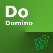 An icon of the dominos with words 'Do domino' on the green background