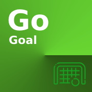 An icon of the football gates and ball with words 'Go goal' on the green background