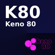 An icon of the pink circles with words 'K80 keno 80' on the blue background