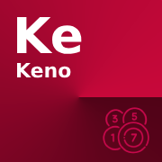 An icon of the casino chips with words 'Ke keno' on the red background