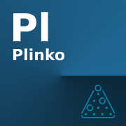 An icon of the triangle and dots with words 'Pl plinko' on the blue background